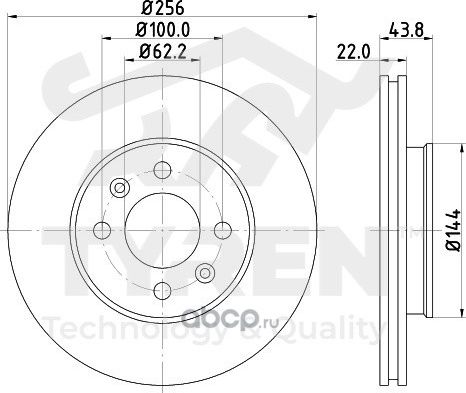 Тормозной диск (Tyren). Артикул TYR1016261