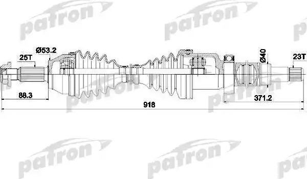 Полуось (привод в сборе, приводной вал) Patron. Артикул PDS0451