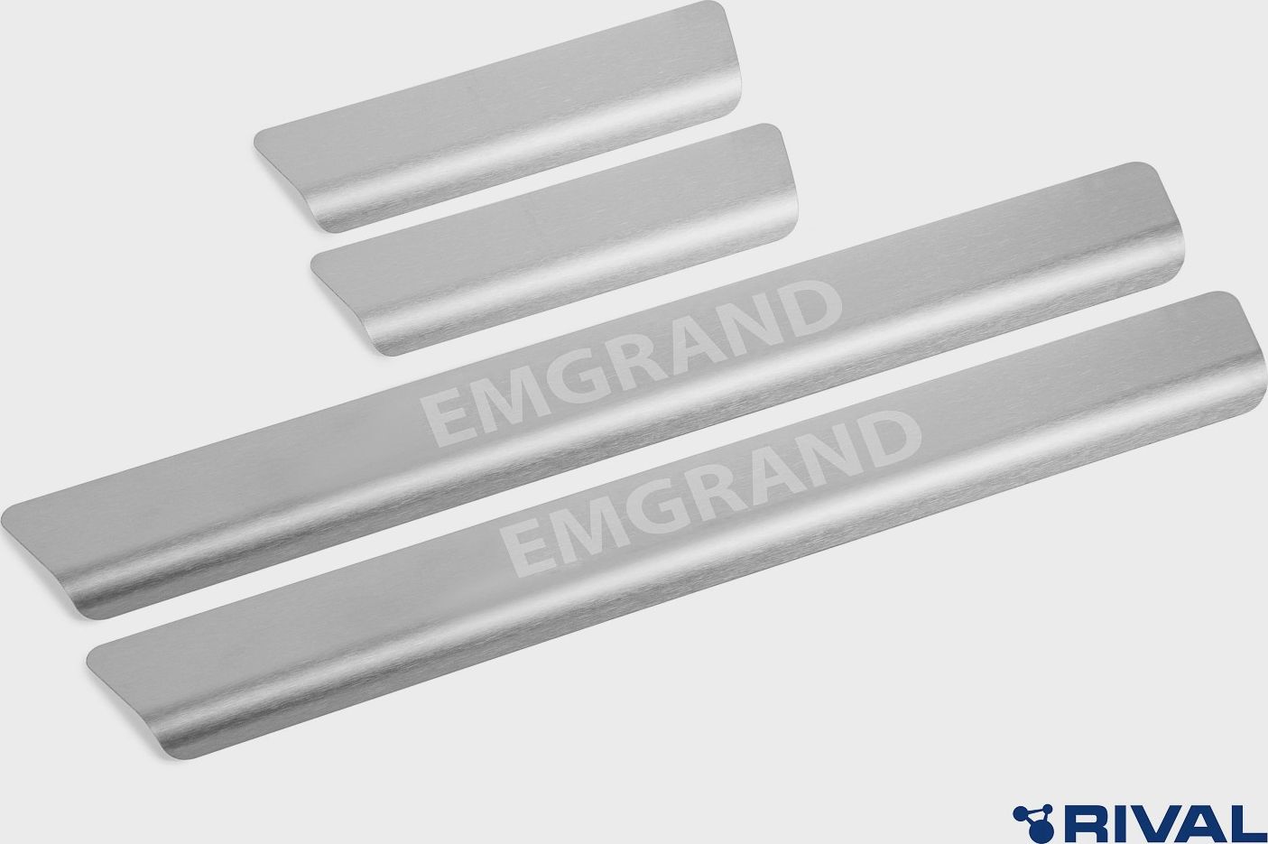Накладки Rival на пороги (с надписью) для Geely Emgrand II поколение (SS11) 2023-2026. Артикул NP.1904.3
