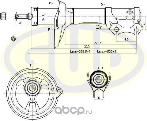 Амортизатор G.U.D. передний для SEAT Cordoba I 1993-2002. Артикул GSA333712