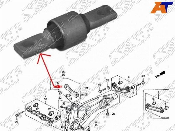 Сайлентблок RR верхнего поперечного рычага ушасты (SAT). Артикул ST52393SR3004