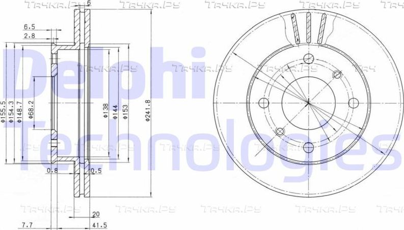Тормозной диск Delphi передний для Nissan Primera P10 1990-1998. Артикул BG2632