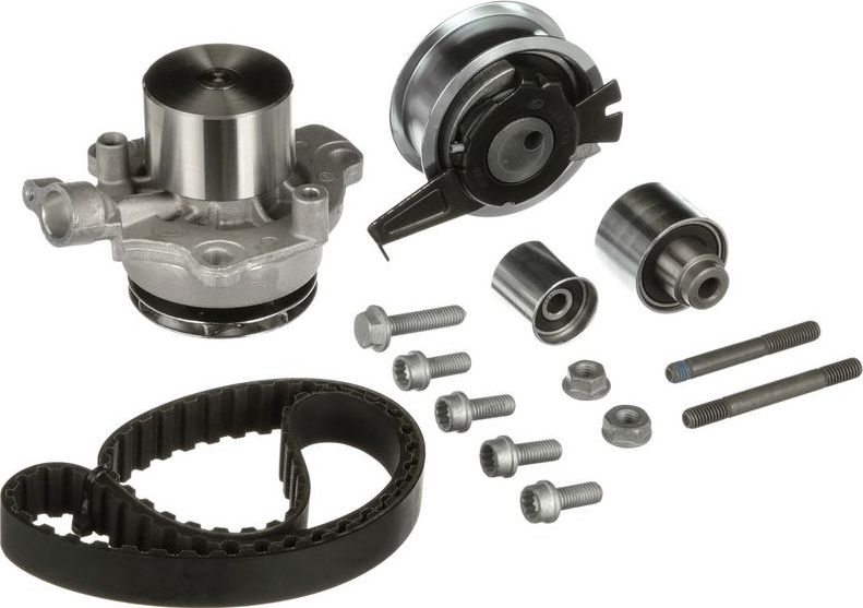 Помпа (водяной насос) с комплектом ремня ГРМ Gates PowerGrip™ для Audi A4 IV (B8) 2007-2015. Артикул KP55678XS