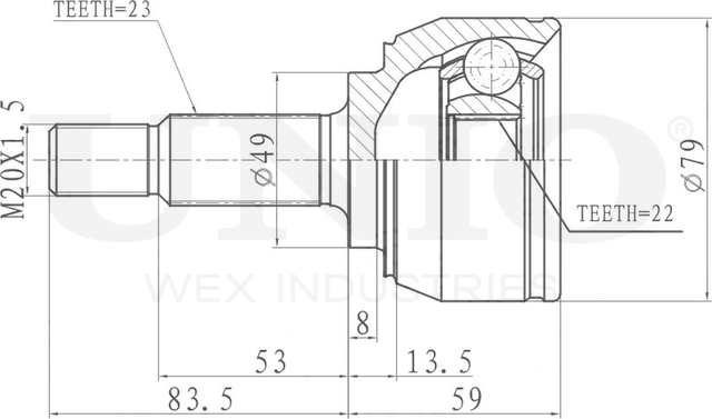 ШРУС наружный (Unio). Артикул CVJ-20178