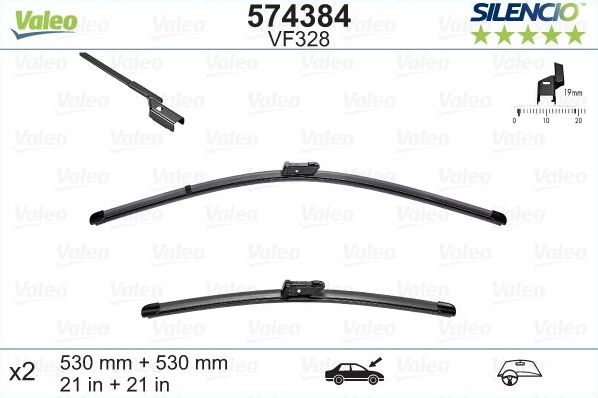 Щетки стеклоочистителя (дворники) Valeo Silencio Flat Blade. Артикул 574384