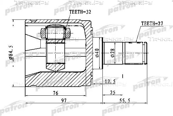 Шрус наружный (граната) Patron для Honda CR-V I 1995-2002. Артикул PCV1022