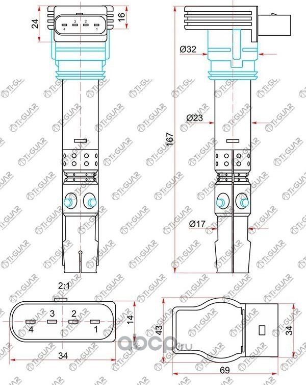 Катушка зажигания (TI-Guar). Артикул TG06A905115D
