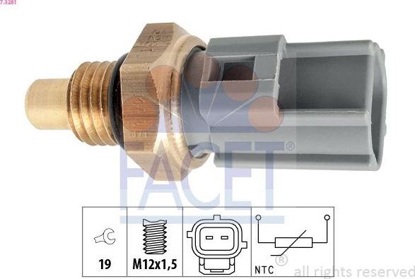 ДАТЧИК ТЕМПЕРАТУРЫ Facet Made in Italy - OE Equivalent. Артикул 7.3281
