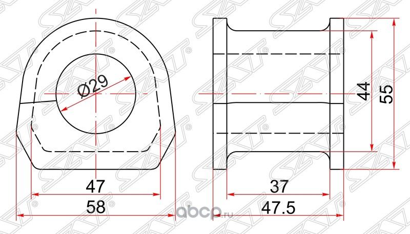 ВТУЛКА ПЕРЕДНЕГО СТАБИЛИЗАТОРА D29 MMC PAJERO 99- (SAT). Артикул STMR374519