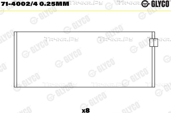 Вкладыши шатунные Glyco. Артикул 71-4002/4 0.25mm