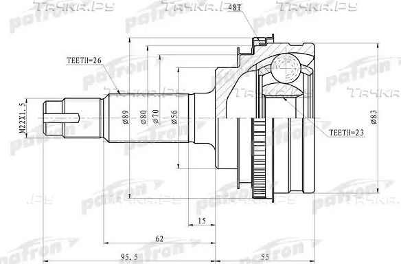 Шрус наружный (граната) Patron. Артикул PCV4006