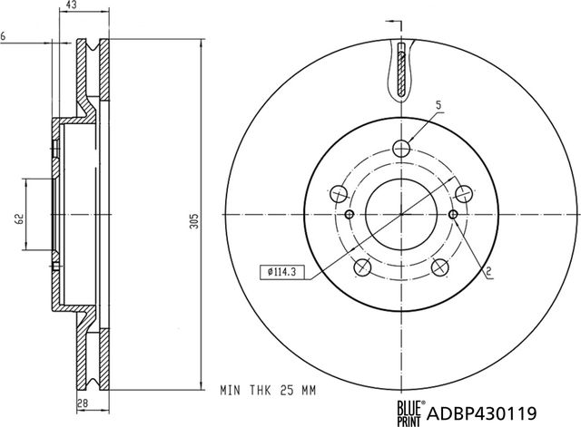 Тормозной диск Blue Print. Артикул ADBP430119