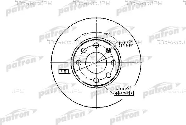 Тормозной диск Patron передний для Opel Astra G 1998-2009. Артикул PBD4042