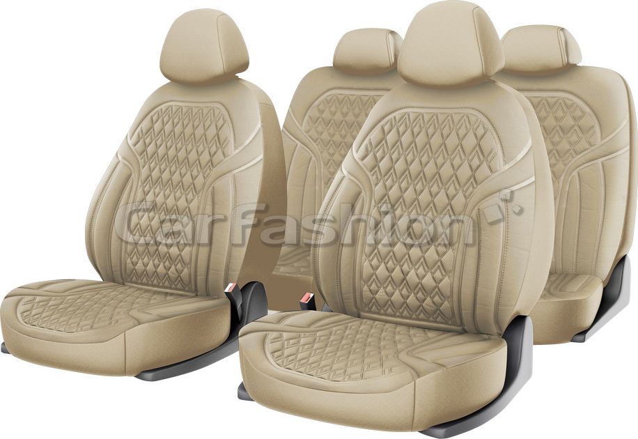 Чехлы универсальные CarFashion Impulse на сидения авто, цвет Бежевый. Артикул 10135