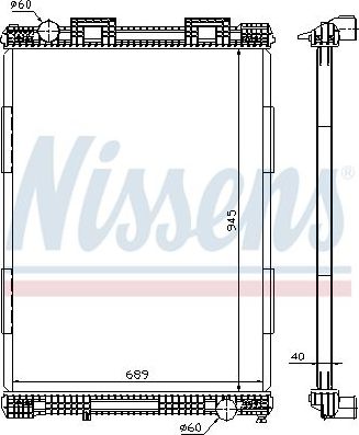 Радиатор охлаждения двигателя Nissens для MAN F2000 1994-2000. Артикул 628700