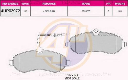 Тормозные колодки 4U передние для Toyota ProAce I 2013-2016. Артикул 4UP03972