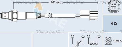 Лямбда-зонд (кислородный датчик) FAE для Hyundai Trajet I 2000-2008. Артикул 77477