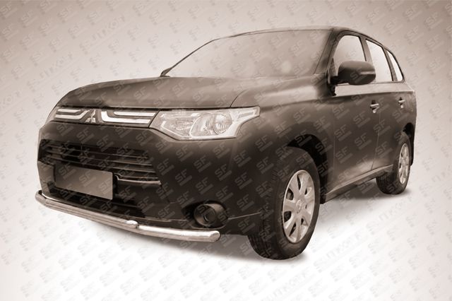 Защита Slitkoff переднего бампера d57/42 двойная для Mitsubishi Outlander III 2014-2015. Артикул MOUT14-002