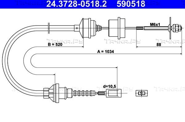 Трос сцепления ATE для Fiat Ducato II 1994-2002. Артикул 24.3728-0518.2