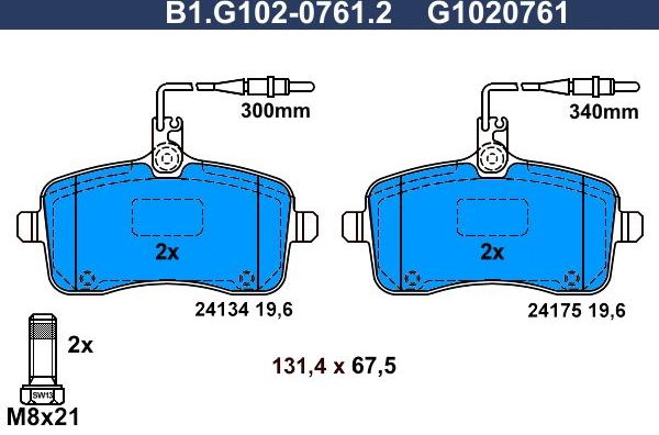 Тормозные колодки Galfer. Артикул B1.G102-0761.2
