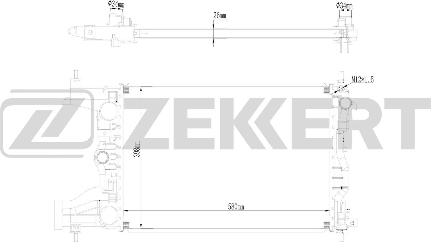 Радиатор охлаждения двигателя Zekkert (алюминий / пластик). Артикул MK-1480