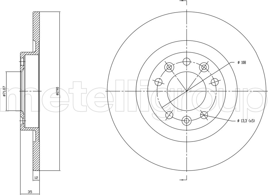 Тормозной диск Metelli. Артикул 23-1760C