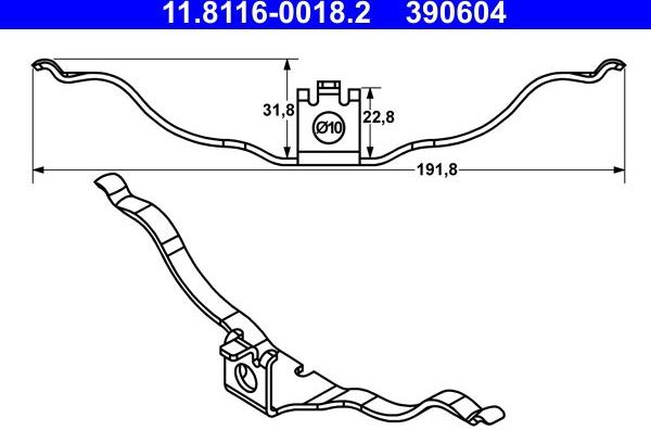 Пружина тормозного суппорта ATE для Audi S8 III (D4) 2012-2018. Артикул 11.8116-0018.2