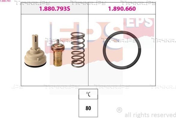 Термостат EPS Made in Italy - OE Equivalent для Volkswagen Passat B7 2010-2014. Артикул 1.880.793