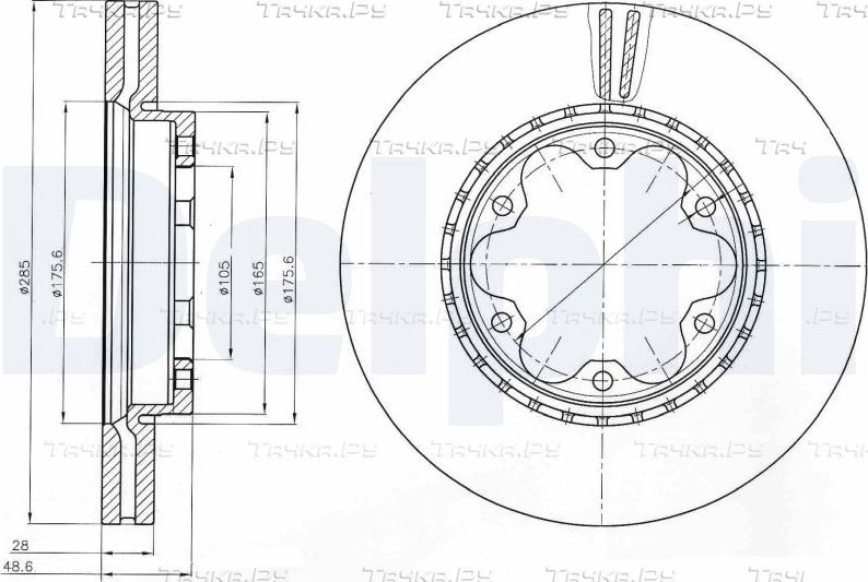 Тормозной диск Delphi передний для Toyota HiAce H200 2005-2019. Артикул BG4210