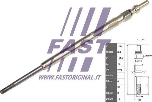 Свеча накала  Daily 2,3-3,0HPI 03г. Fast. Артикул FT82706