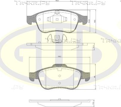 Тормозные колодки G.U.D. передние для Renault Duster I 2011-2020. Артикул GBP124810