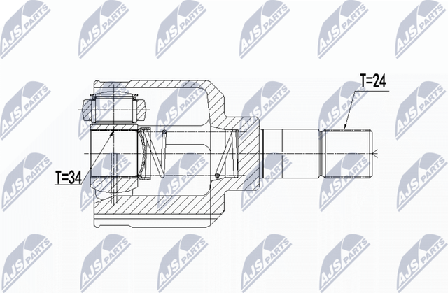 Шрус внутренний (граната) NTY передний левый для Peugeot 308 II 2013-2026. Артикул NPW-PE-024