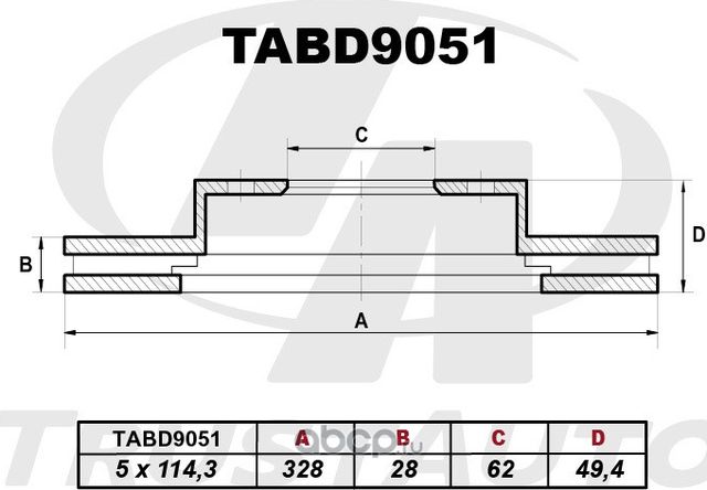 Тормозной диск (Trustauto). Артикул TABD9051