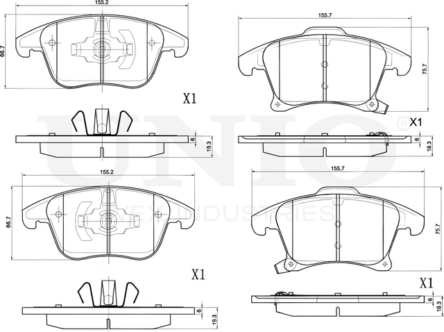 Колодки тормозные дисковые, комплект (Unio). Артикул BRP-20158