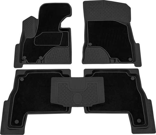 Коврики Rezkon Transformer (резиновые с ворсовыми ковриками-вкладышами) для салона Hyundai Santa Fe II 2010-2012. Артикул 3020045300