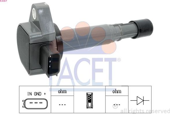 Катушка зажигания Facet Made in Italy - OE Equivalent. Артикул 9.6357
