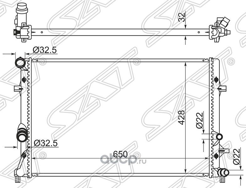 Радиатор AUDI A3 08-13/SKODA OCTAVIA/YETY 09-/VW GOLF/JETTA/TOURAN 09- 1.2 SAT VW00084. Артикул VW00084