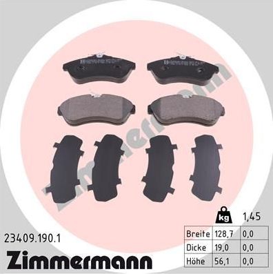Тормозные колодки Zimmermann. Артикул 23409.190.1