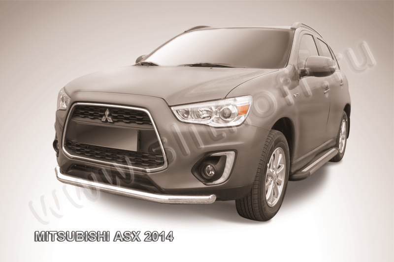 Защита Slitkoff переднего бампера d76 для Mitsubishi ASX I рестайлинг 2012-2016. Артикул MAS14-003