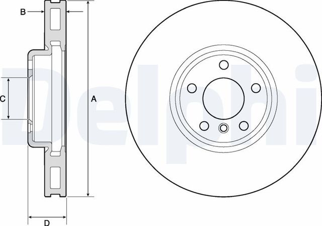 Тормозной диск Delphi для BMW 5 VI (F10/F11/F07) 2009-2017. Артикул BG9155C