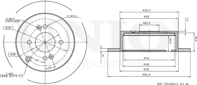 Диск тормозной (Unio). Артикул BRD-20125