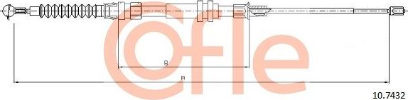 Трос ручника (тросик ручного тормоза) Cofle. Артикул 92.10.7432