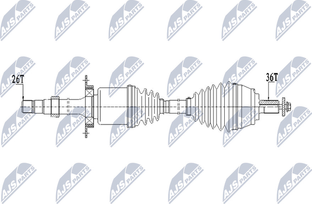 Полуось (привод в сборе, приводной вал) NTY передняя правая для Volvo V40 II 2012-2019. Артикул NPW-VV-133