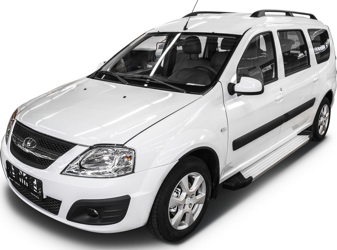 Пороги алюминиевые Rival Silver для Lada Largus универсал 2012-2021. Артикул F193AL.6001.2