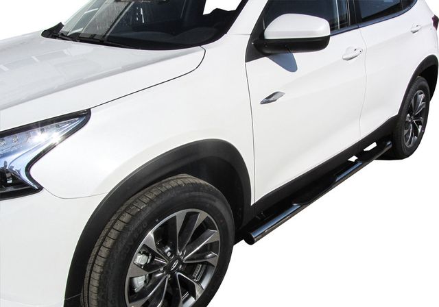 Пороги Slitkoff труба d76 с проступями для Chery Tiggo 7 2016-2026. Артикул CT7-004