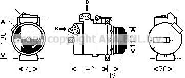 Компрессор кондиционера AVA для BMW X5 I (E53) 2000-2006. Артикул BWAK389
