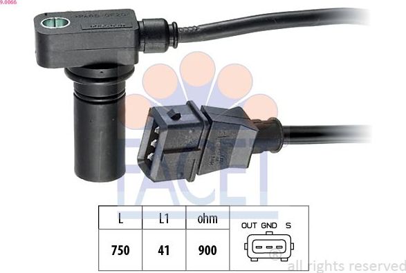 Датчик положения коленвала Facet Made in Italy - OE Equivalent. Артикул 9.0066