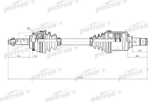 Полуось (привод в сборе, приводной вал) Patron. Артикул PDS9107