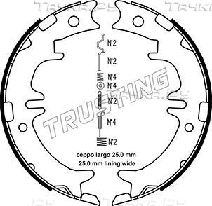 Тормозные колодки (стояночная тормозная система) Trusting для Toyota Harrier II (XU30) 2003-2013. Артикул 115.311K