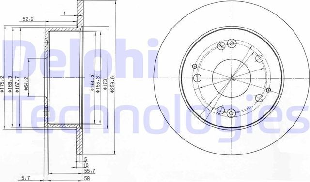 Тормозной диск Delphi задний для Honda Accord VI 1999-2003. Артикул BG3745